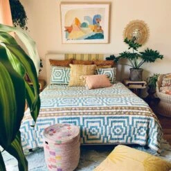 Sky Blue Hypnotic Quilt Set By Jungalow® -home decoration 02 3f63968b 4f34 40f6 ae3e 62f73da081a3