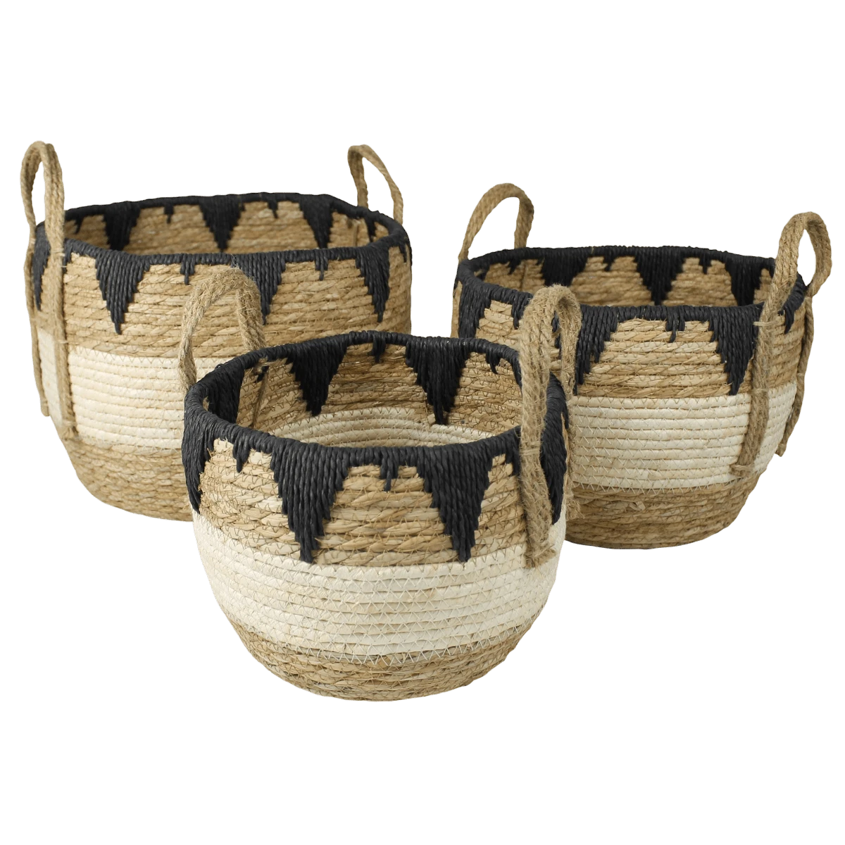 Tarfaya Grass Baskets - Set Of 3 3 Tarfaya Grass Baskets - Set Of 3