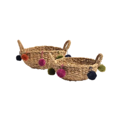 Pom Pom Short Nesting Baskets Set Of 2
