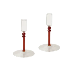 Topia Amber Glass Candle Holder Set Of 2