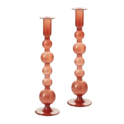 Suzette Amber Glass Candle Holder Set Of 2