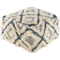 Blue Diamond Shag Pouf