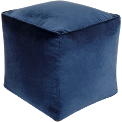 Navy Cotton Velvet Pouf