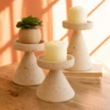 Satomi Speckled Clay Pillar Candle Holders - Set Of 3 -home decoration H4210 1 PhotoRoom