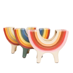 Rainbow Bowl In Pink By Jungalow® -home decoration JUNGALOW RAINBOW PLANTER GROUP 02