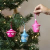 Bright Pink & Blue Basket Trio Ornaments