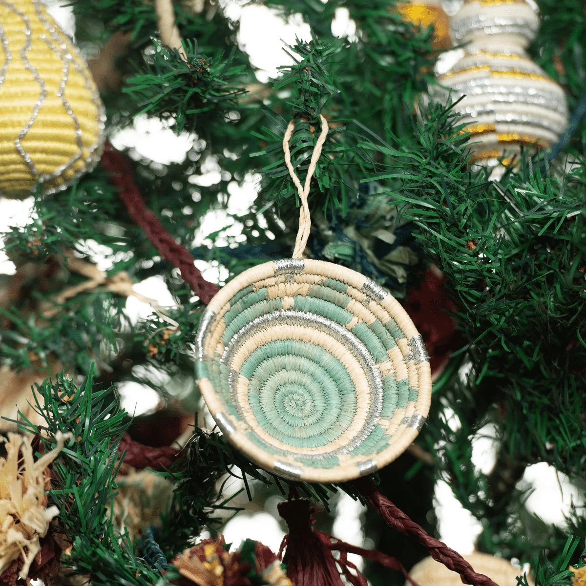 Metallic Silver & Turquoise Bowl Ornament 3 Metallic Silver & Turquoise Bowl Ornament