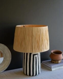 Araceli Paper Mache Black & White Table Lamp -home decoration NAST1002 1 PhotoRoom