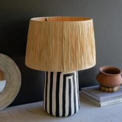 Araceli Paper Mache Black & White Table Lamp