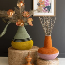 Miro Orange & Pink Seagrass Basket -home decoration NDEC1001 2 PhotoRoom