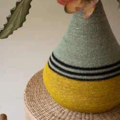 Pismo Mustard & Teal Seagrass Basket -home decoration NDEC1001 3 PhotoRoom