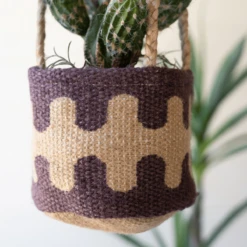 Mathus Printed Jute Hanging Planters - Set Of 3 -home decoration NRV2377 6 PhotoRoom