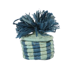Bright Blue Pom Pom Basket Holiday Ornament