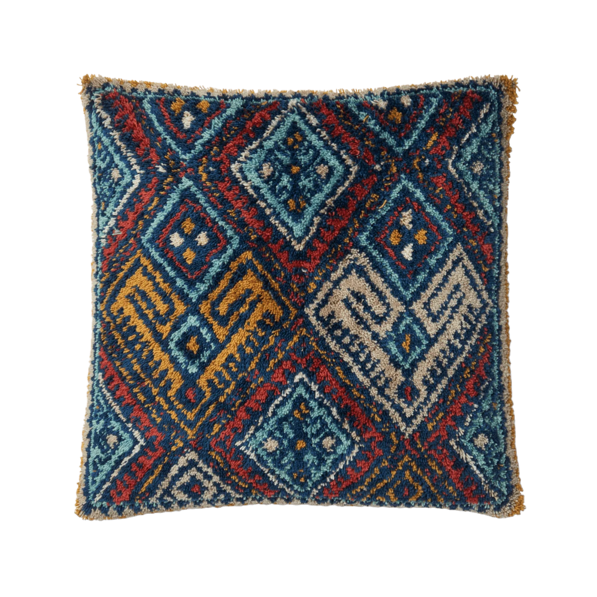 Blue & Red Senna Square Pillow 3 Blue & Red Senna Square Pillow