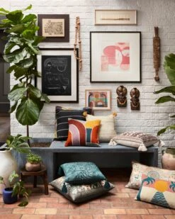 Striped Fiesta Pillow By Justina Blakeney® X Loloi -home decoration P238P0958BLMLPIL3 roomscene 2