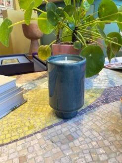 Kaya Ceramic Candle - Blue/Sea Musk -home decoration bluecandle