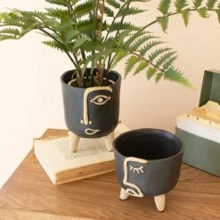 Footed Face Planter Set 7 Footed Face Planter Set -home decoration ceramicplanter2