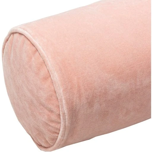 Cotton Velvet Bolster Pillow In Pink 5 Cotton Velvet Bolster Pillow In Pink - Image 3
