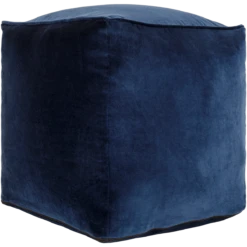 Navy Cotton Velvet Pouf -home decoration cvpf019 detail profile PhotoRoom