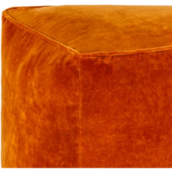 Burnt Orange Cotton Velvet Pouf -home decoration cvpf020 detail corner PhotoRoom