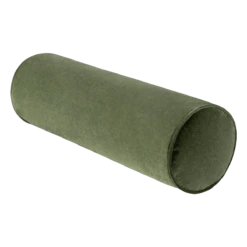 Cotton Velvet Bolster Pillow In Green