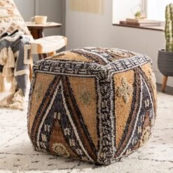 Jute Tan Pouf -home decoration lupf003 styleshot 201