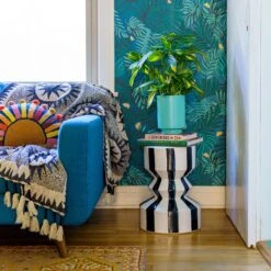 Black Stripe Mali Zig Zag Stool By Justina Blakeneyâ„¢