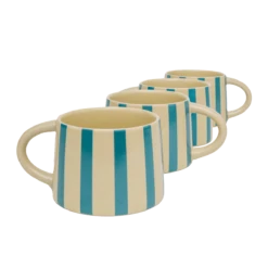 Tierra Striped Mug Set In Teal -home decoration mugs3