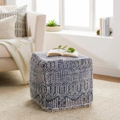 Navy Putri Hand Knotted Pouf -home decoration nbpf003 styleshot 201