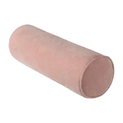 Cotton Velvet Bolster Pillow In Pink