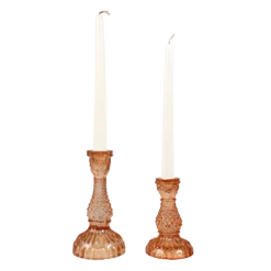 Rust Glass Candlestick Holder Set