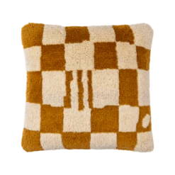 Rust Abstract Shag Pillow