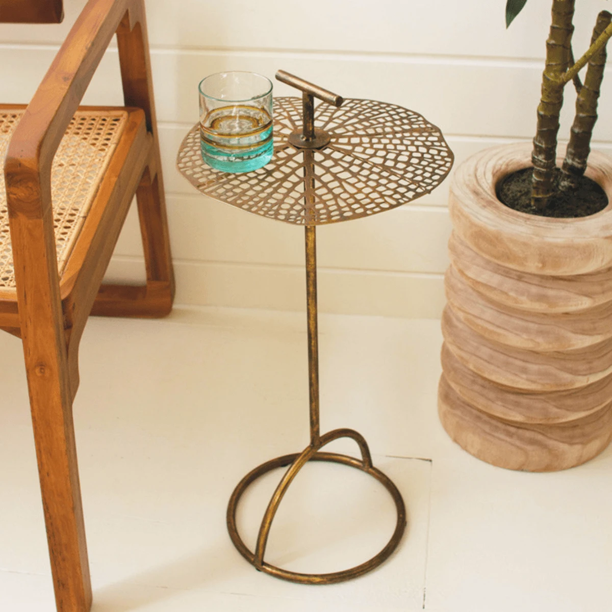 Brass Lace Leaf Accent Table 3 Brass Lace Leaf Accent Table