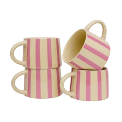 Tierra Striped Mug Set In Lavender