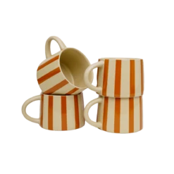 Tierra Striped Mug Set In Amber