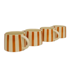 Tierra Striped Mug Set In Amber -home decoration tierramugs3