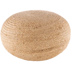 Braided Jute Round Pouf